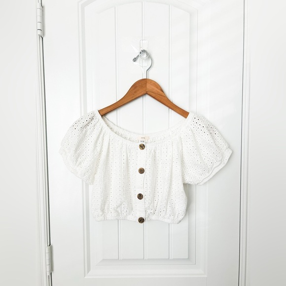 Eberjey Portola Eyelet White Off The Shoulder Top Size Small - Picture 5 of 6